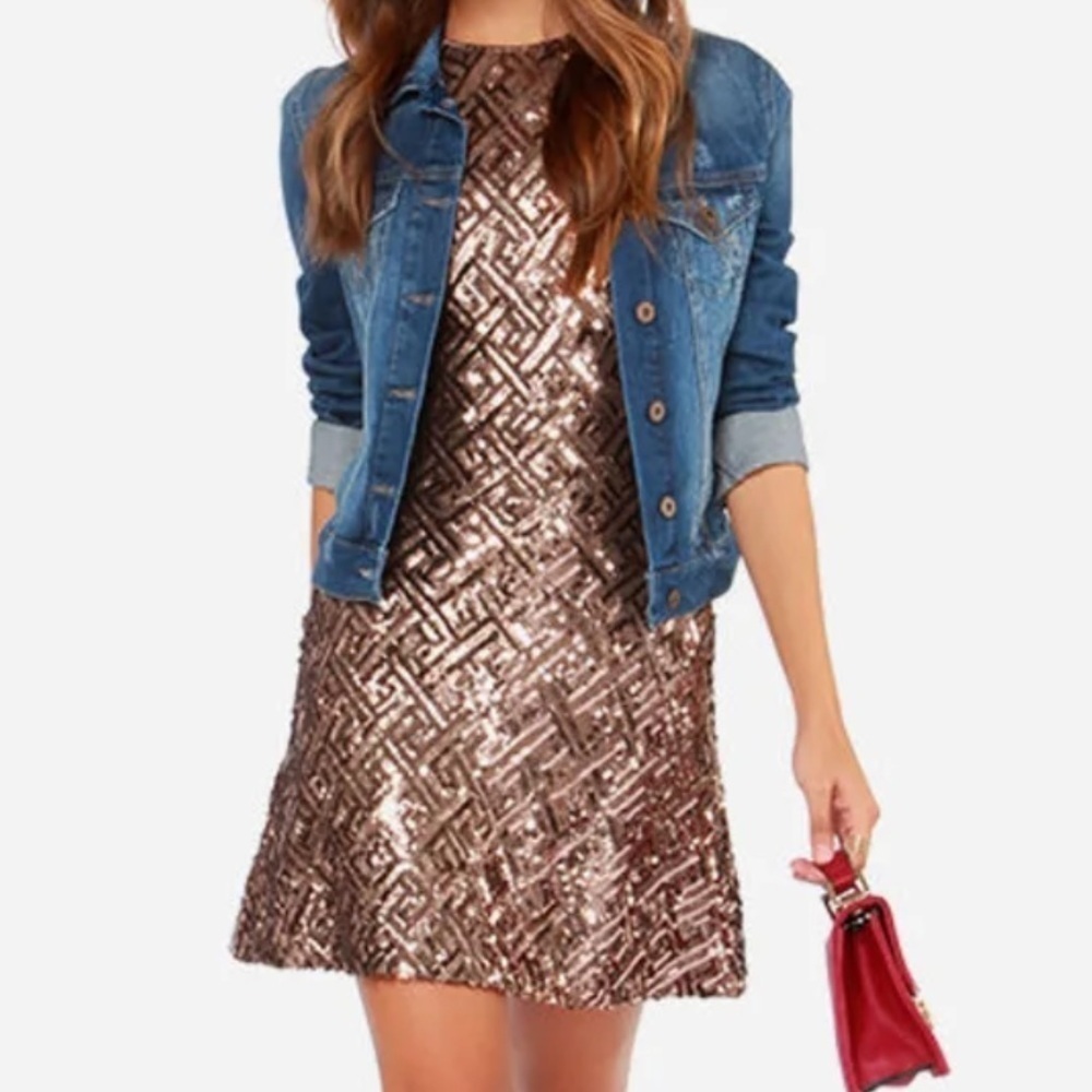 Dress the Population Mia Bronze Sequin Dress Size XS - Picture 2 of 12